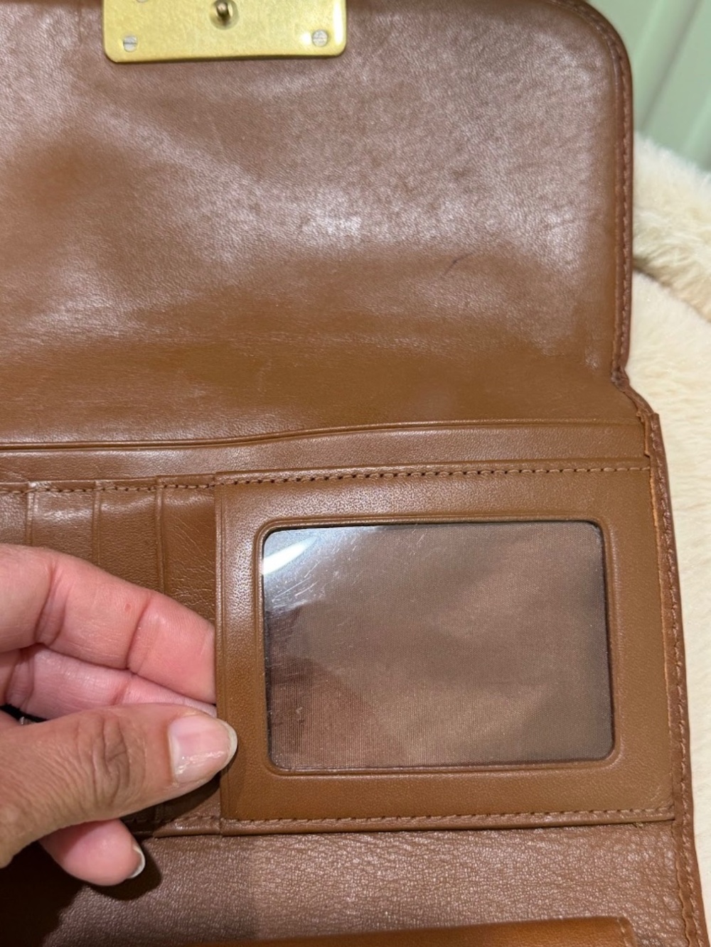 Coach Kristin Leather Checkbook Flap Wallet in Antique Brown - Picture 10 of 11